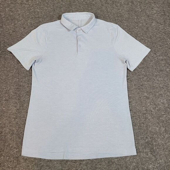 Lululemon Evolution Mens Size M Golf Polo Shirt Light Bue Short Sleeve G - Picture 1 of 9